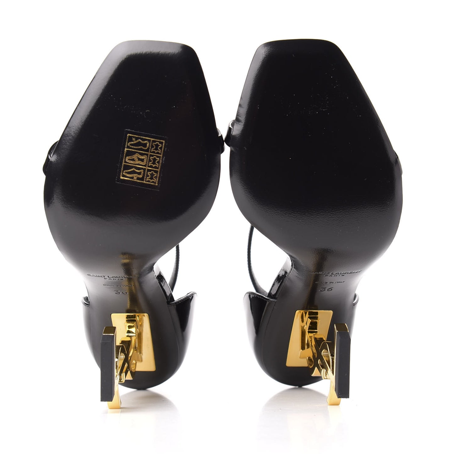 Patent Calfskin Opyum 110 Sandals 36 Black Gold