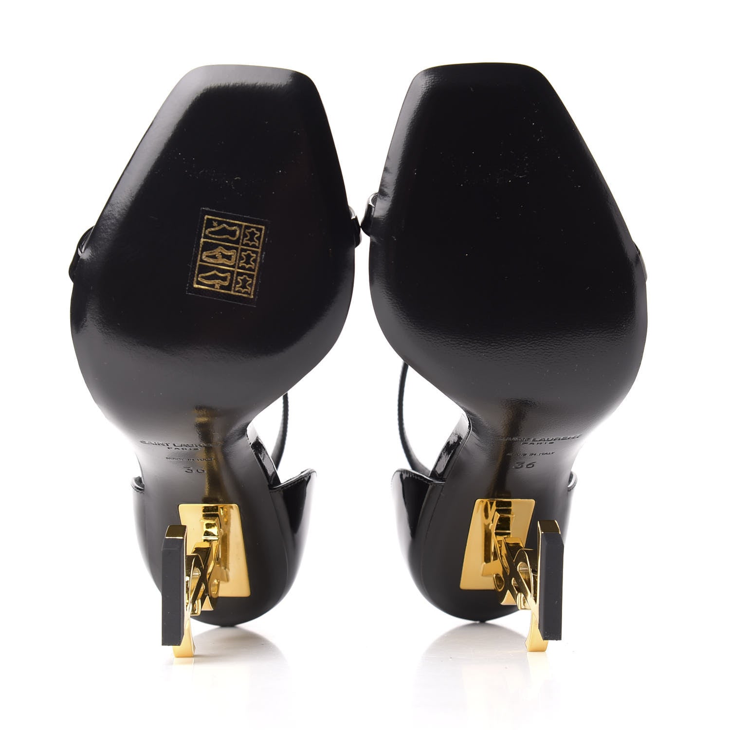 Saint Laurent Patent Calfskin Opyum 110 Sandals 36 Black Gold 5 of 9