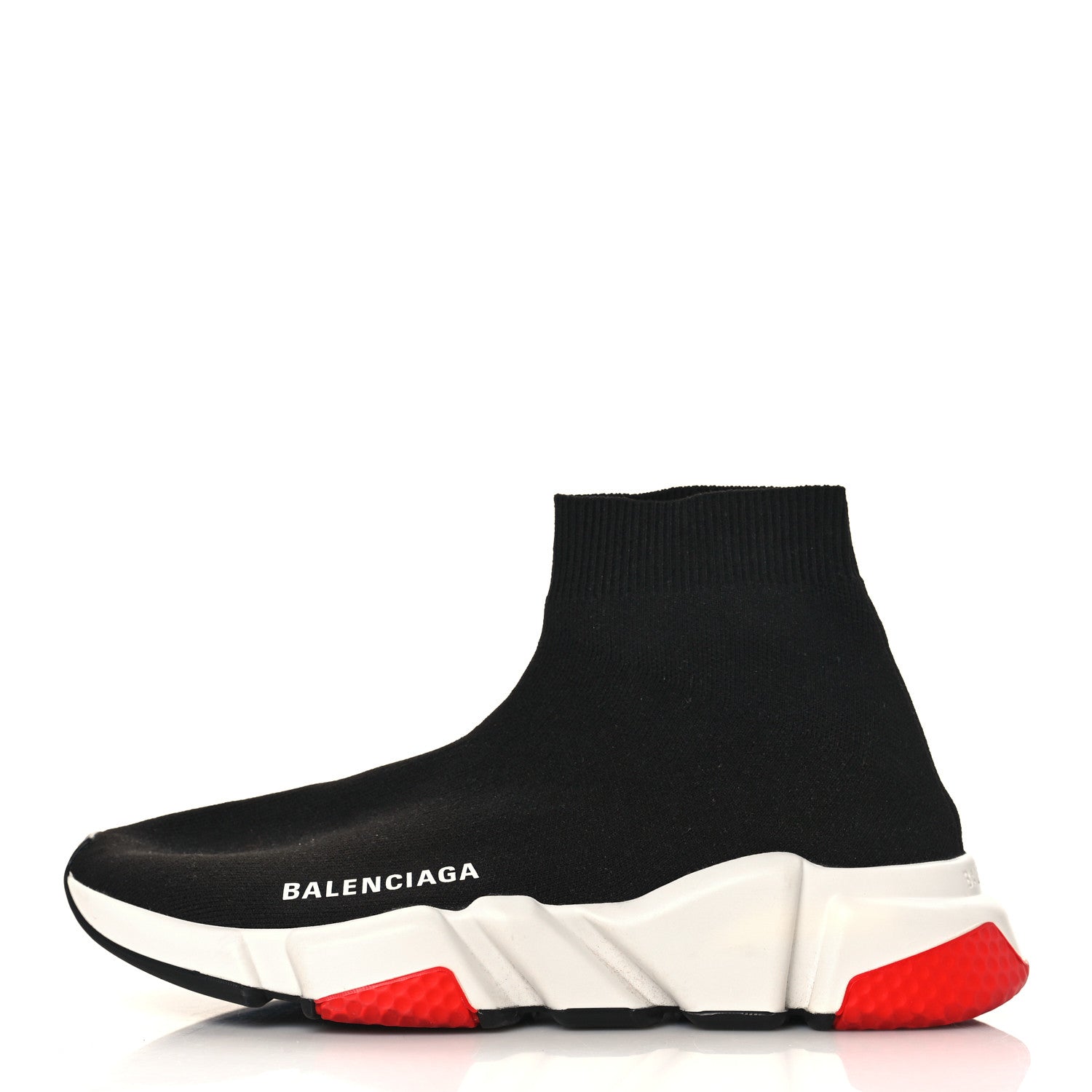 Balenciaga Neoprene Knit Womens Speed Sneakers 37 Black White Red 1 of 9