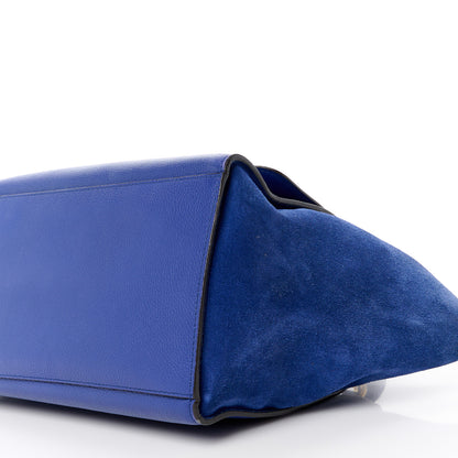 Celine Drummed Calfskin Suede Medium Trapeze Indigo 10 of 12