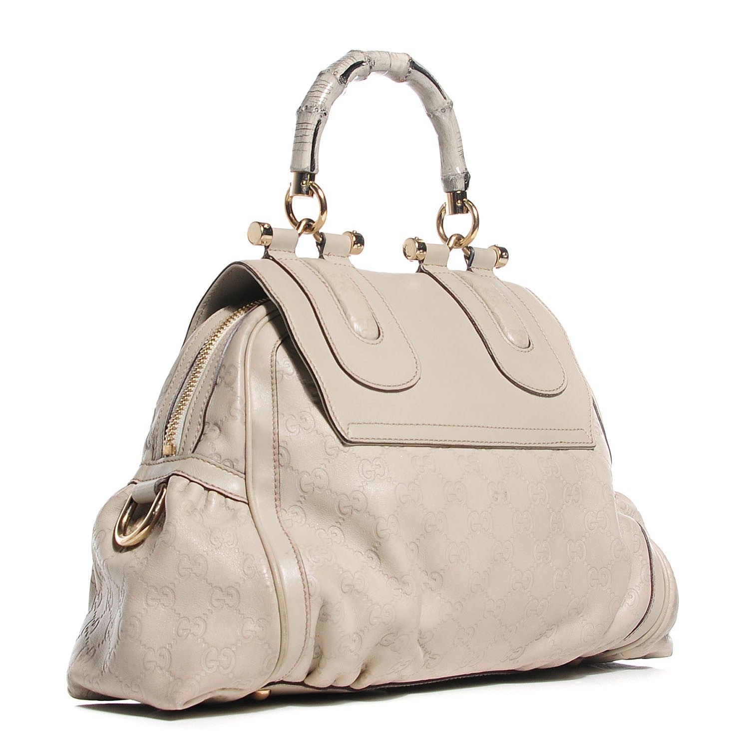 Gucci Guccissima Pop Bamboo Top Handle Tote Off White 3 of 8