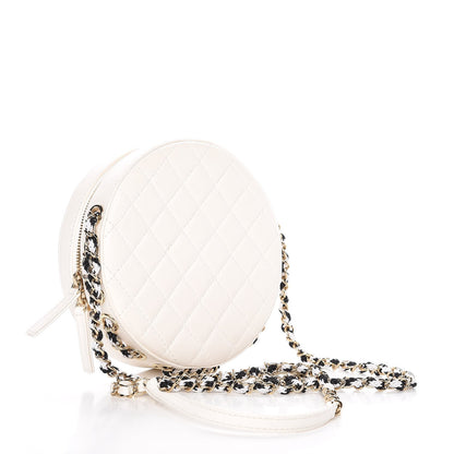 Chanel Lambskin Coco Lifesaver Round Bag Black White 3 of 7