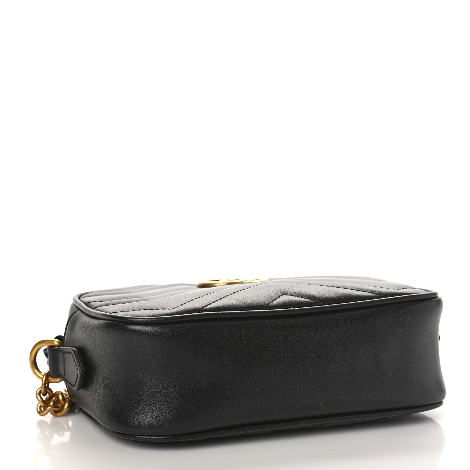 Gucci Calfskin Matelasse Mini GG Marmont Chain Shoulder Bag Black 4 of 9