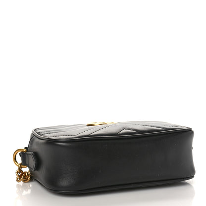 Gucci Calfskin Matelasse Mini GG Marmont Chain Shoulder Bag Black 4 of 9