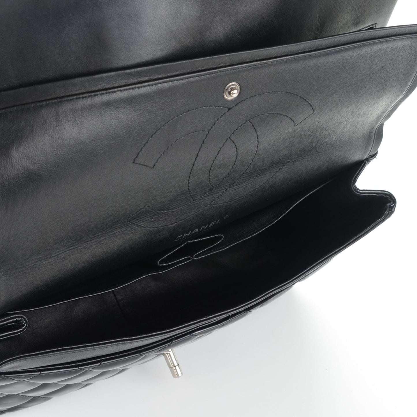 Patent Quilted Jumbo Double Flap Black