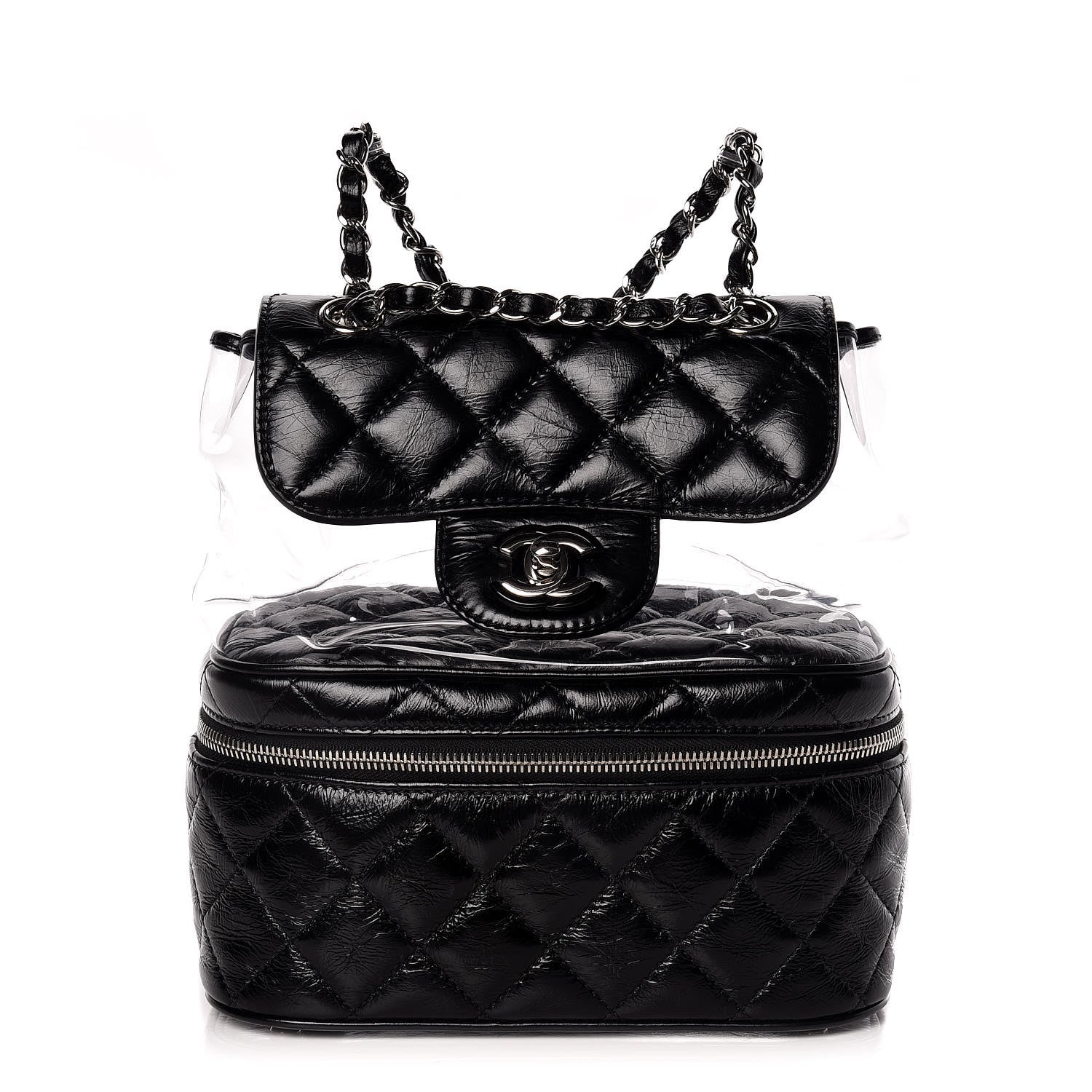 Chanel Crumpled Calfskin PVC Quilted Aquarium Backpack Black 1 of 9