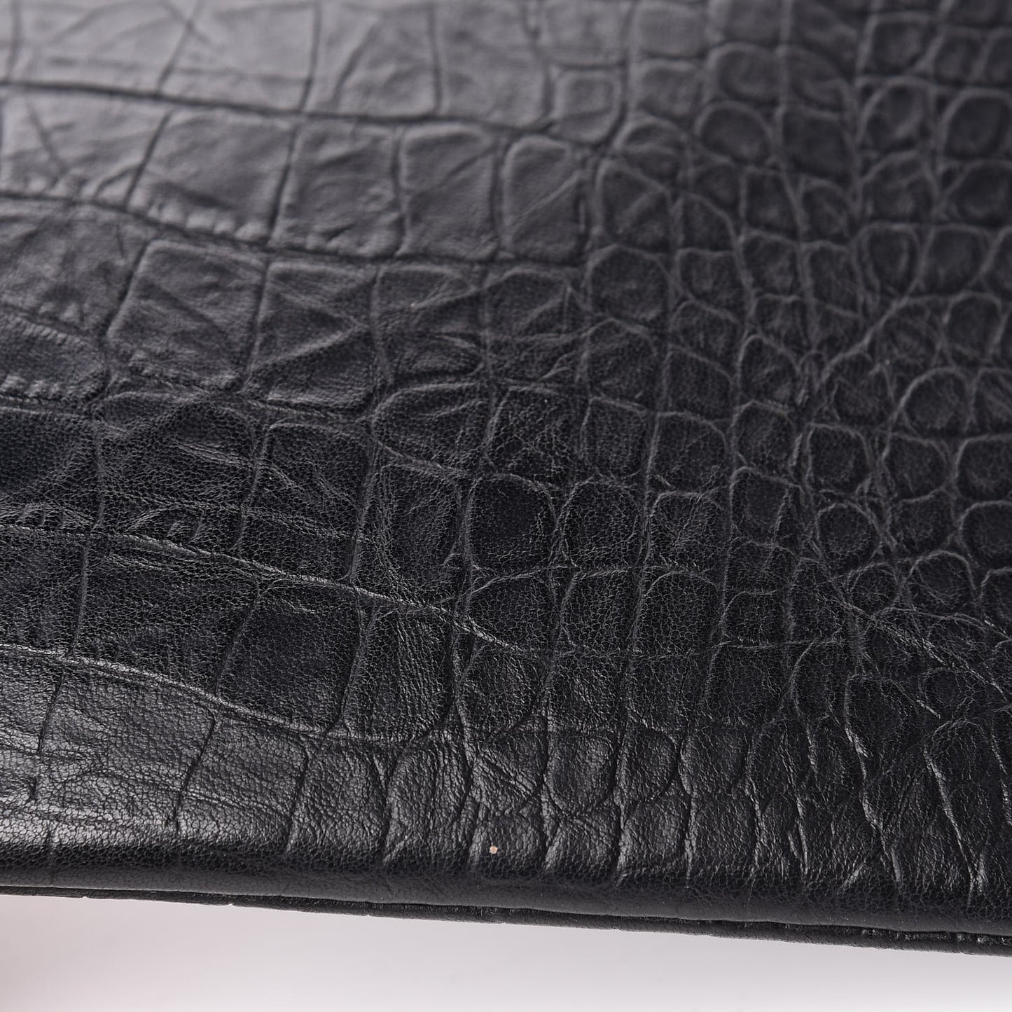 Calfskin Crocodile Embossed Monogram Document Holder Black