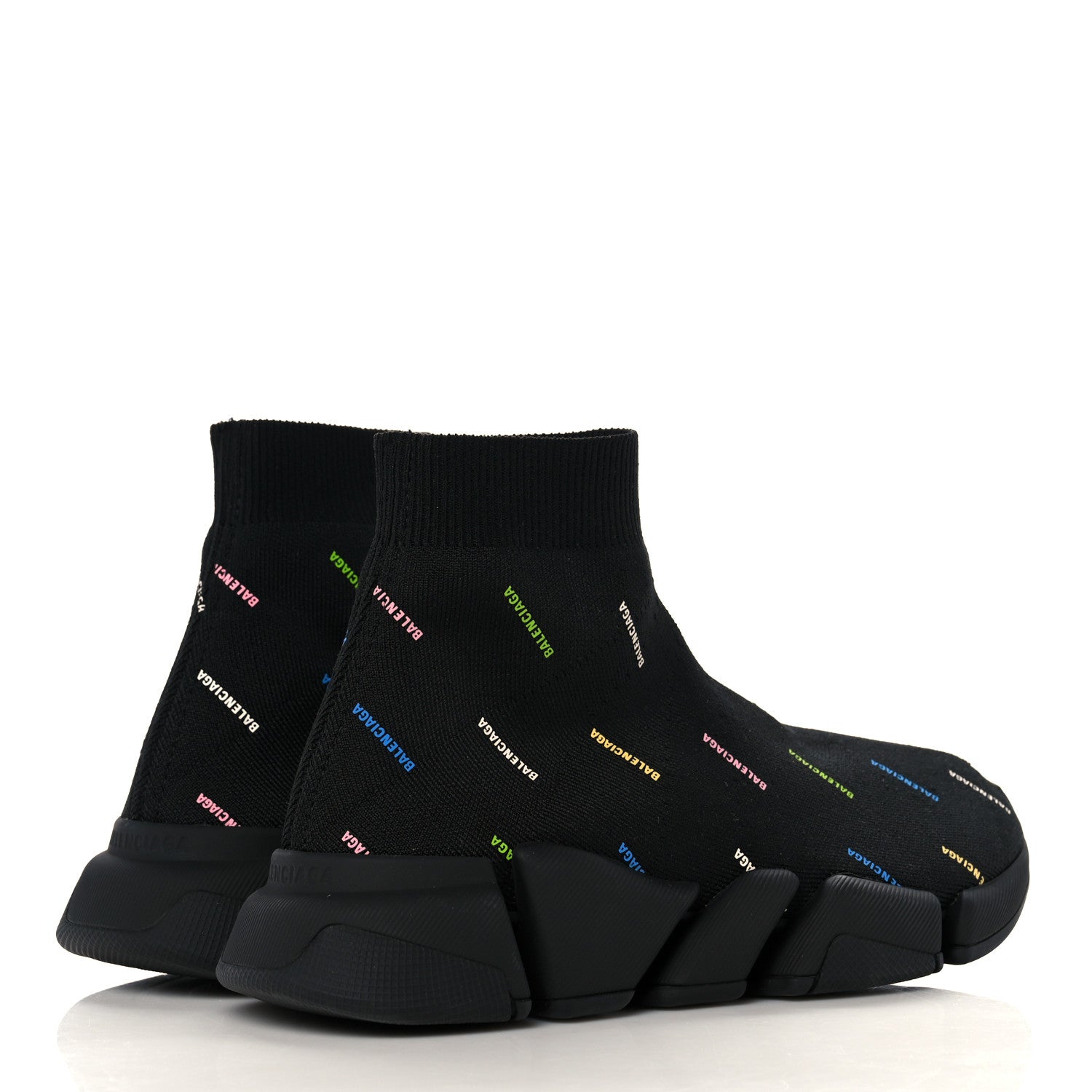 Balenciaga Technical 3D Recycled Knit Allover Logo Womens Speed 2.0 Sneakers 38 Black Multicolor 4 of 8