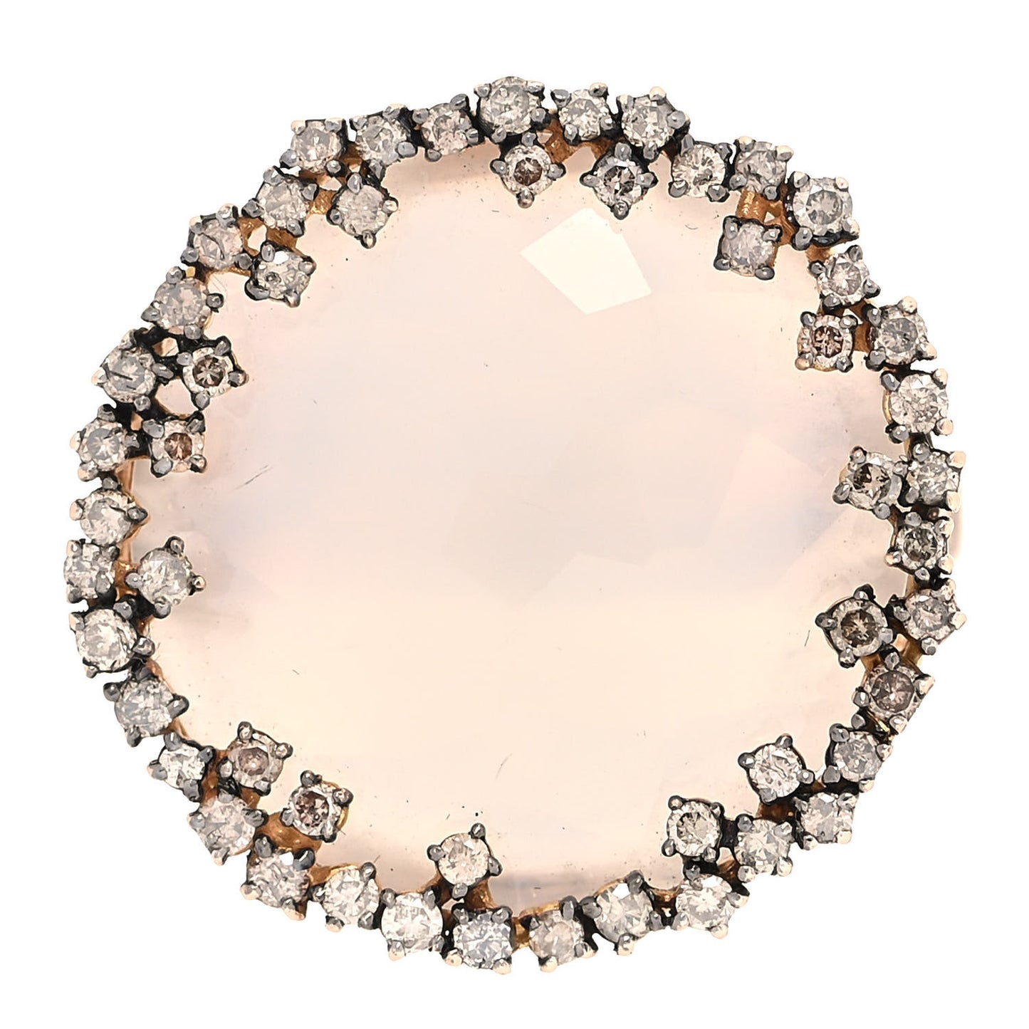 18K Rose Gold Champagne Diamond Chalcedony Cocktail Ring 60 9