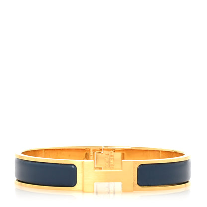 Hermes Matte Enamel Narrow Clic Clac HH Bracelet T5 Bleu Biarritz 1 of 5