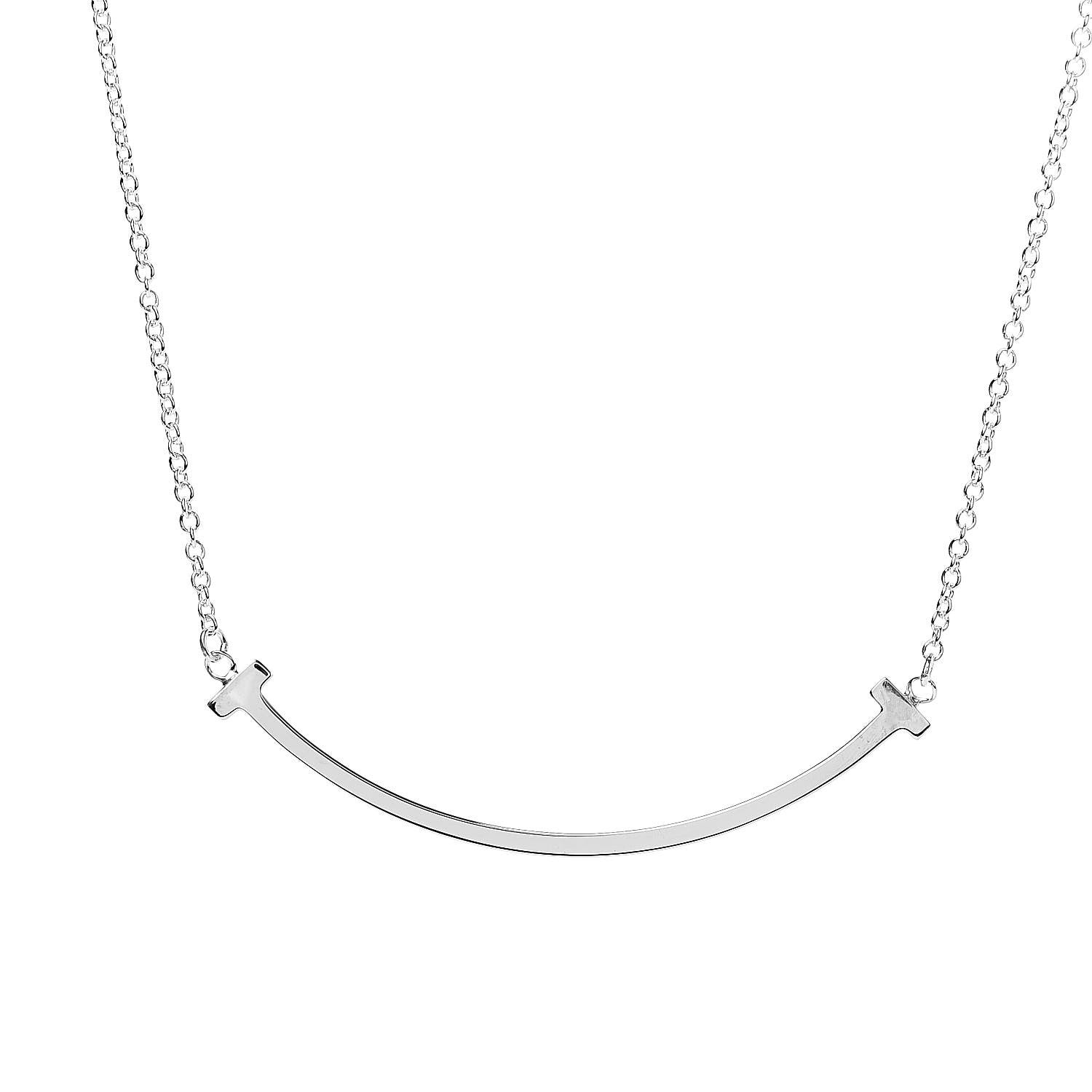 Tiffany Sterling Silver Small T Smile Pendant Necklace 4 of 7