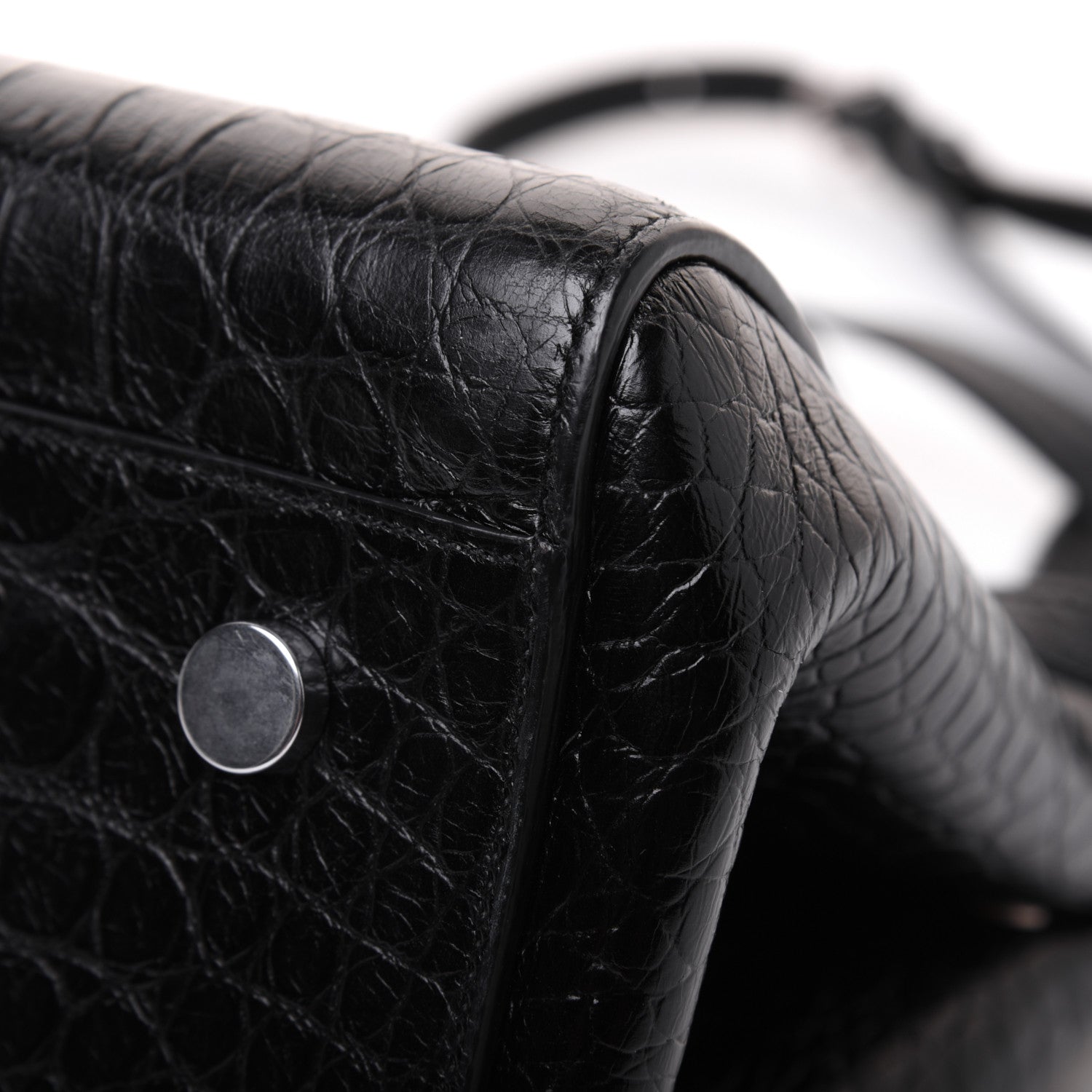 Saint Laurent Calfskin Crocodile Embossed Small Cabas Rive Gauche Black 18 of 27