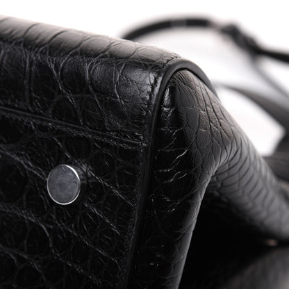 Saint Laurent Calfskin Crocodile Embossed Small Cabas Rive Gauche Black 18 of 27