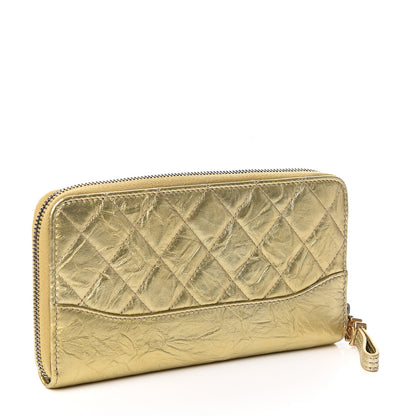 Chanel Metallic Aged Calfskin Quilted Large Gabrielle Zip Around Wallet Gold 2 of 7