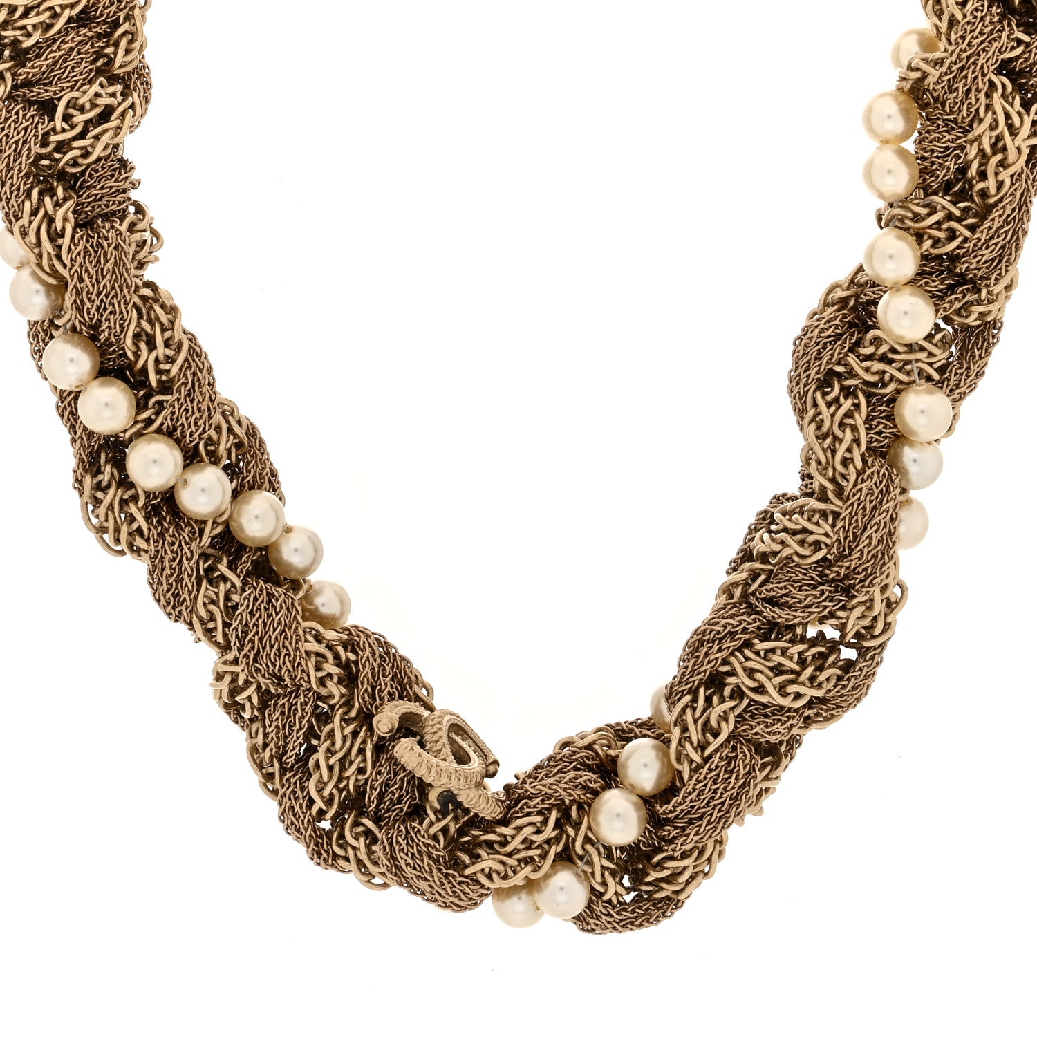 Chanel Multi Chain Braided Pearl Choker Gold 1 of 4