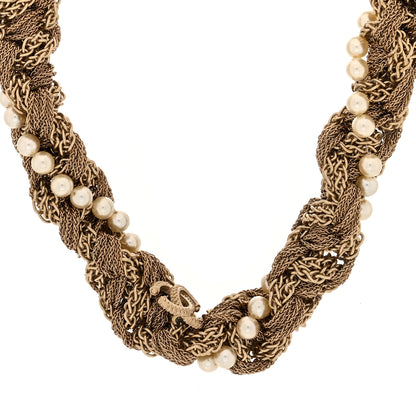 Chanel Multi Chain Braided Pearl Choker Gold 1 of 4