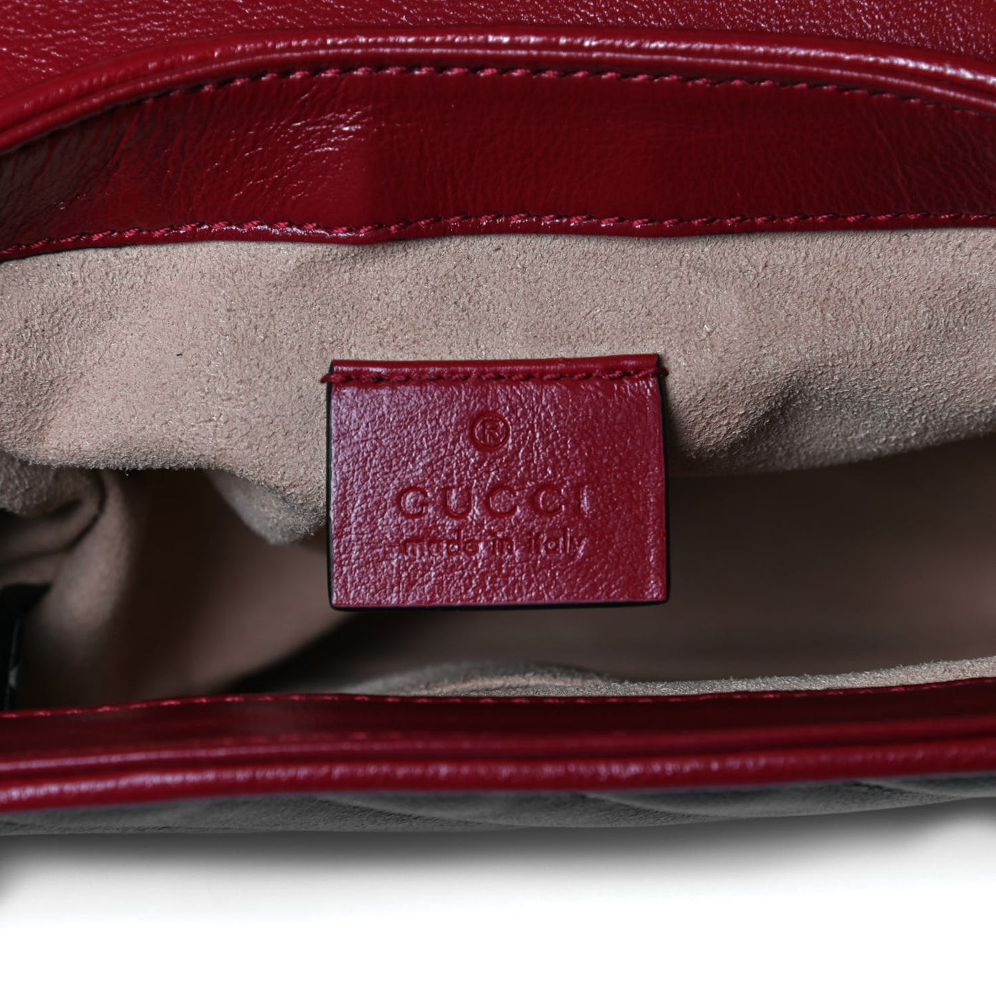 Vintage Effect Calfskin Matelasse Diagonal Small Torchon GG Marmont Top Handle Shoulder Bag Black Romantic Cherry