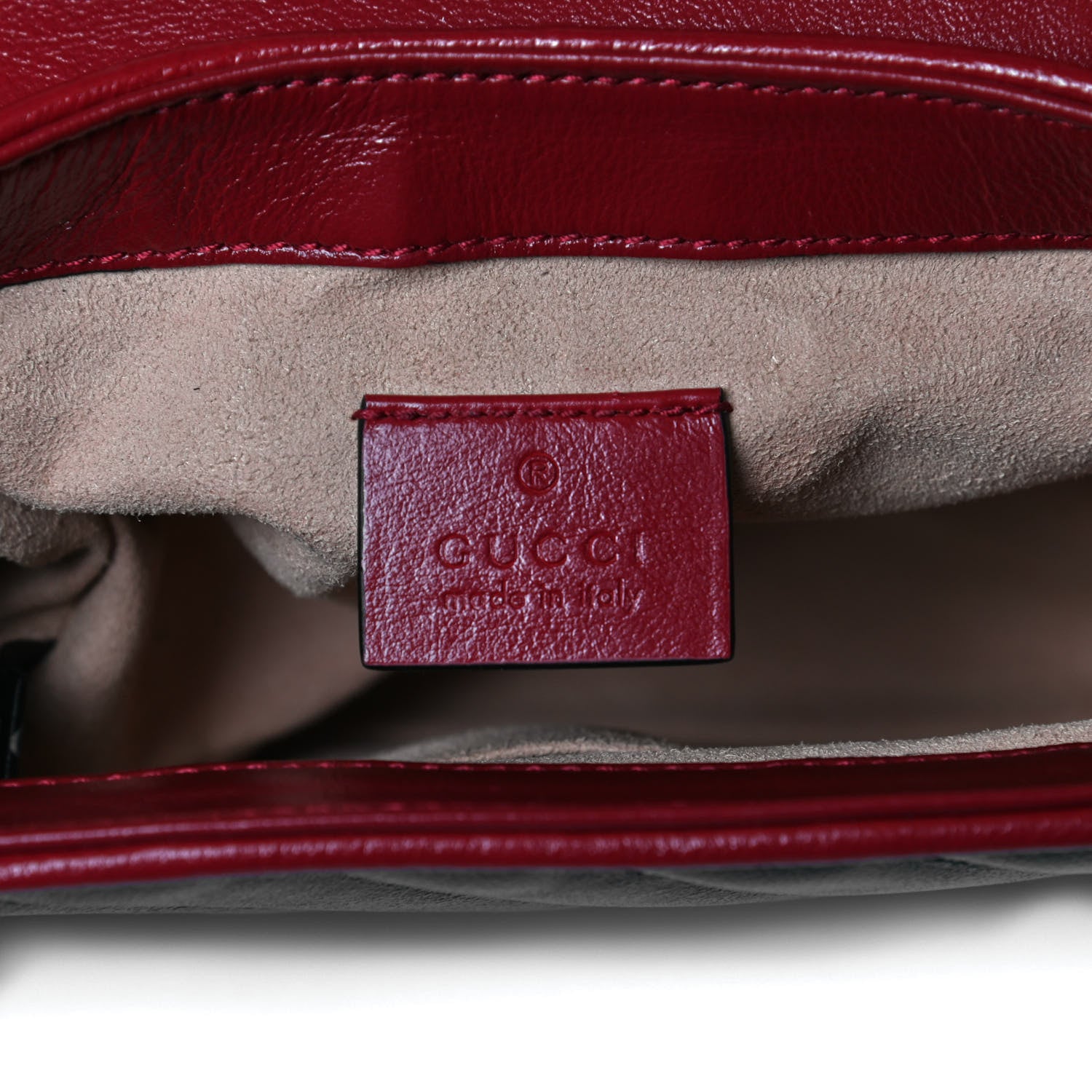 Gucci Vintage Effect Calfskin Matelasse Diagonal Small Torchon GG Marmont Top Handle Shoulder Bag Black Romantic Cherry 6 of 13