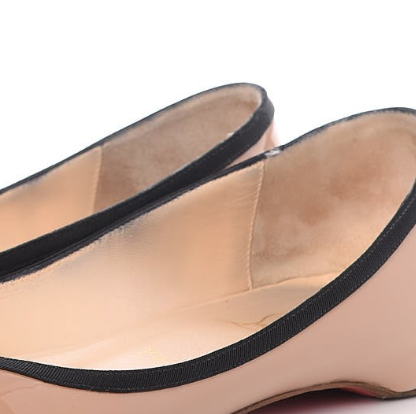 Christian Louboutin Patent Grosgrain Balinodono Flats 39 Nude Black 10 of 11