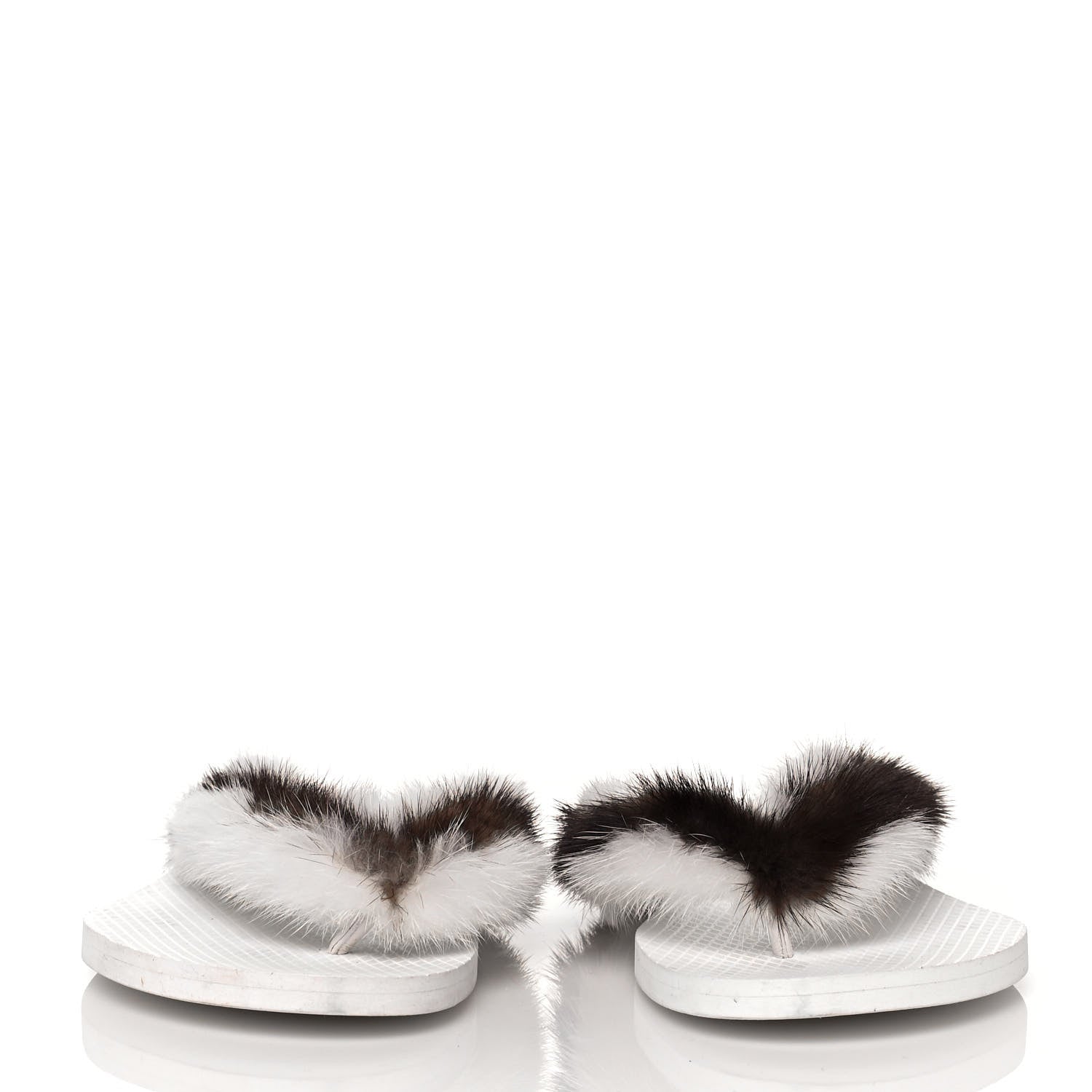 Valentino Garavani Mink Fur Thong Sandals 40 White Brown 2 of 7