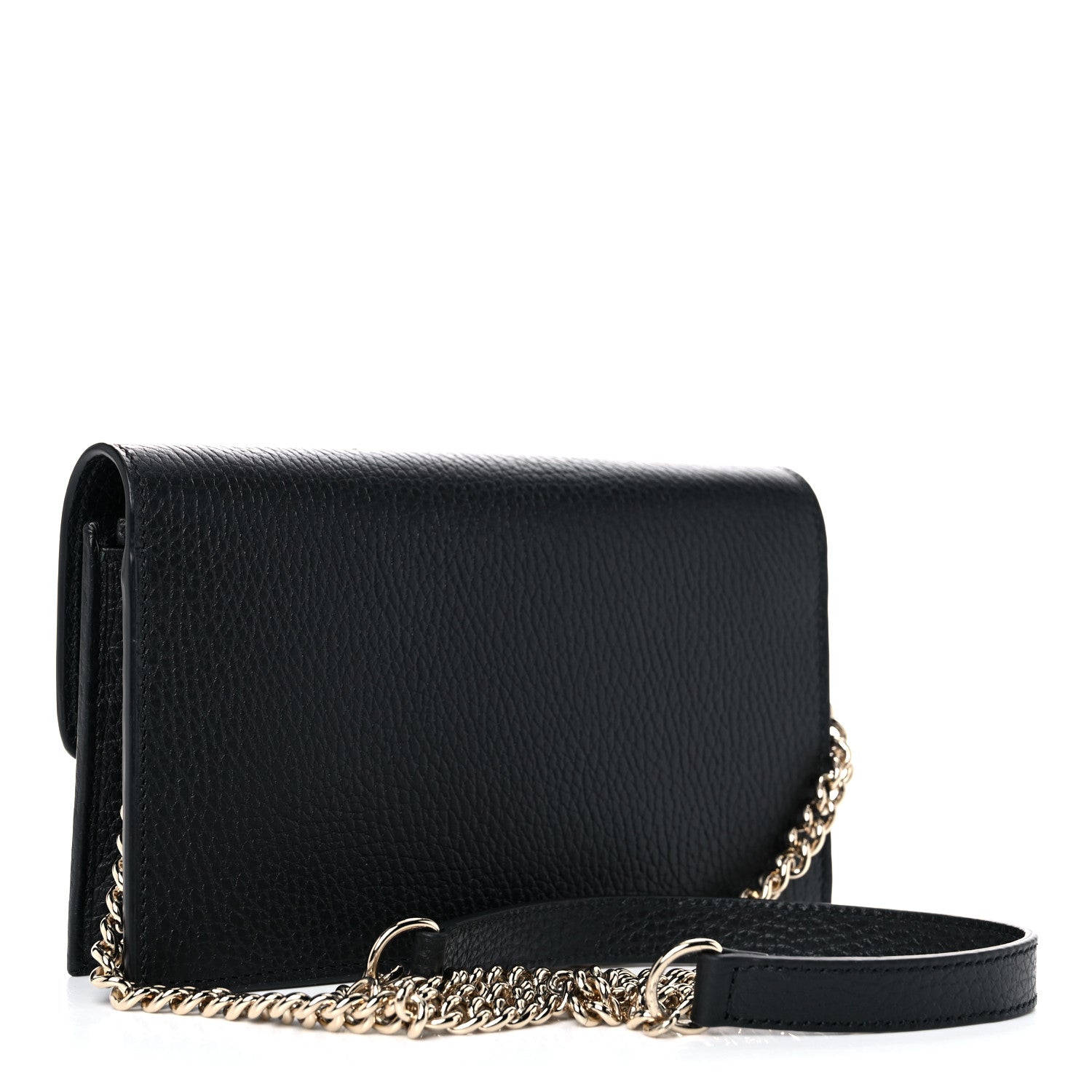 Gucci Dollar Calfskin Interlocking G Chain Wallet Black 3 of 12