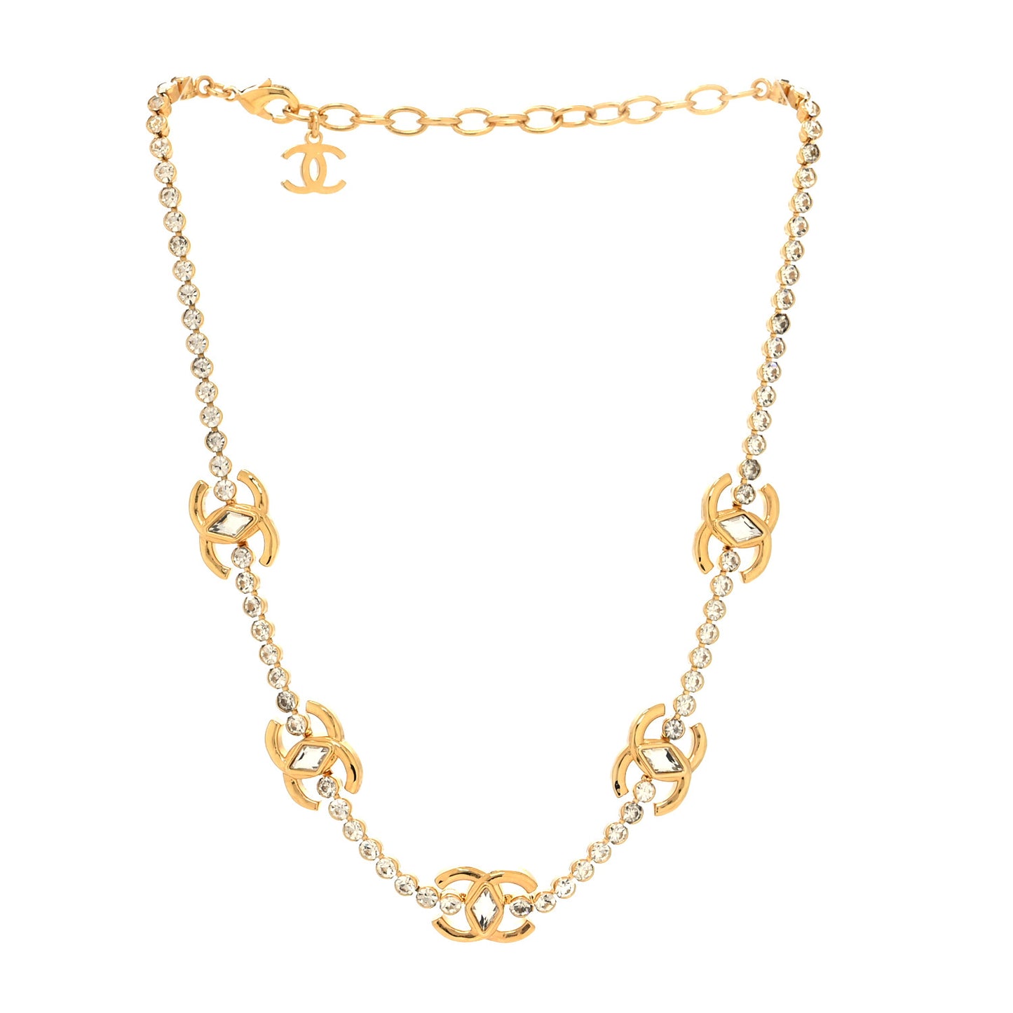 Metal Crystal CC Marquise Choker Gold