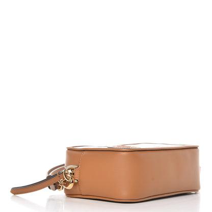 Fendi Glazed Fabric Vitello Century FF 1974 Stamp Patch Mini Camera Case Mogano Panna Caramello 4 of 10