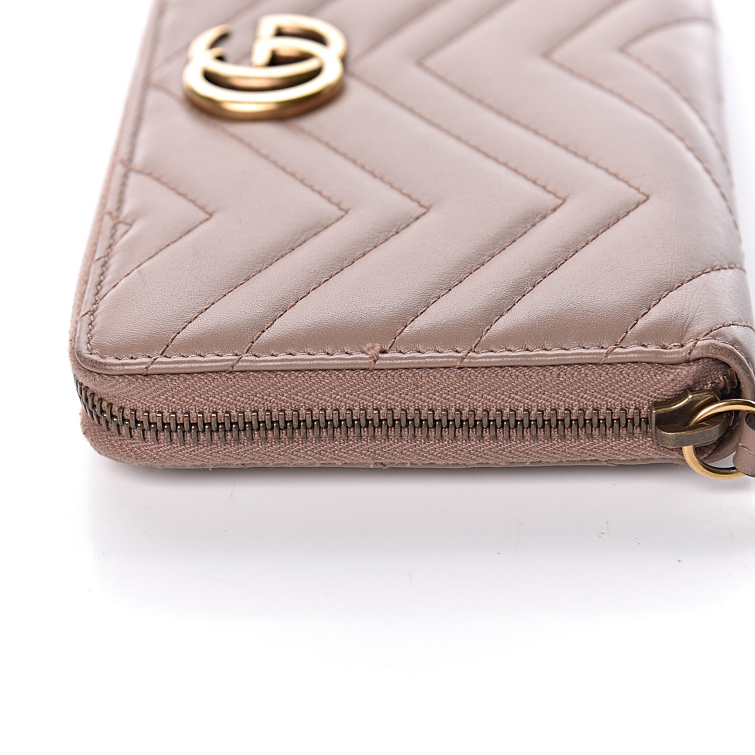 Gucci Calfskin Matelasse GG Marmont Zip Around Organizer Wallet Porcelain Rose 8 of 17