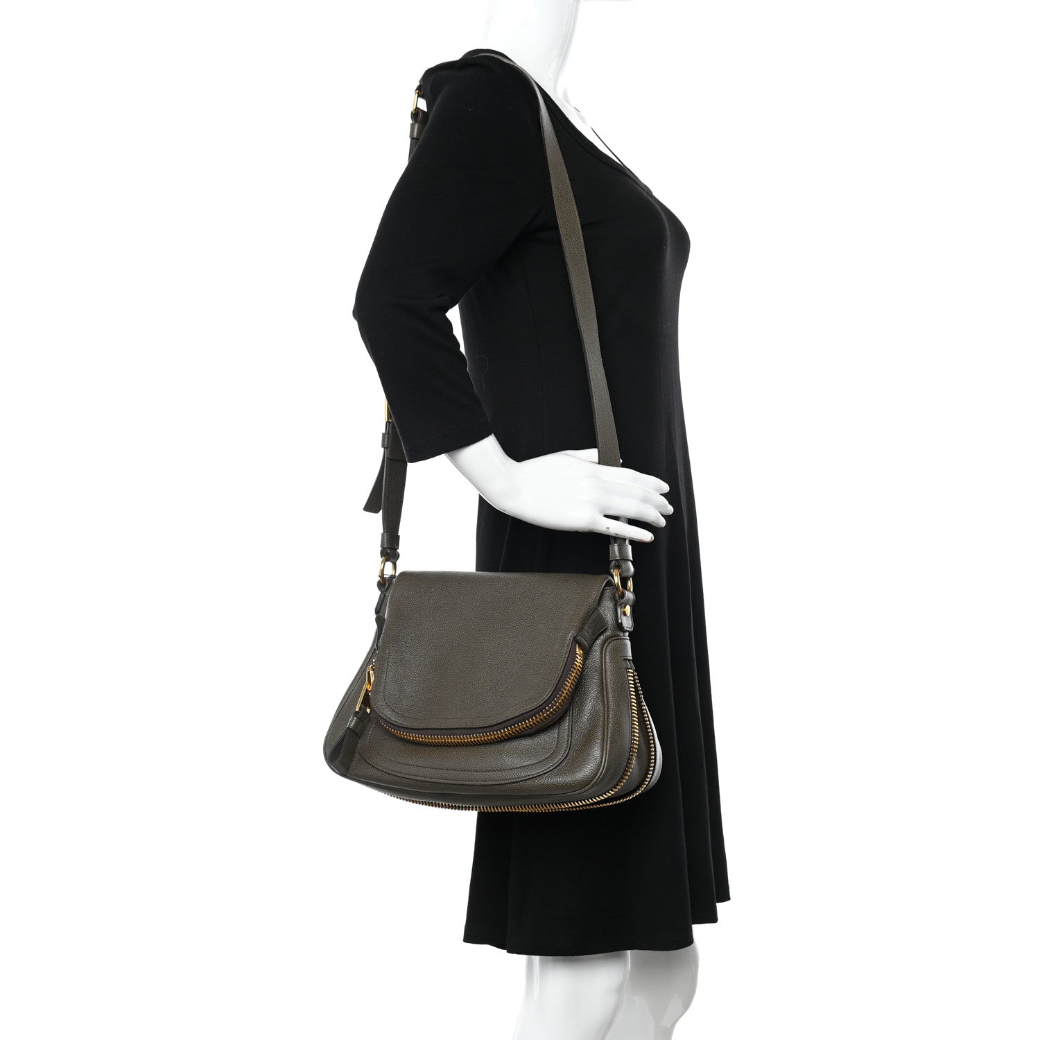 Tom Ford Pebbled Calfskin Medium Jennifer Green 2 of 12