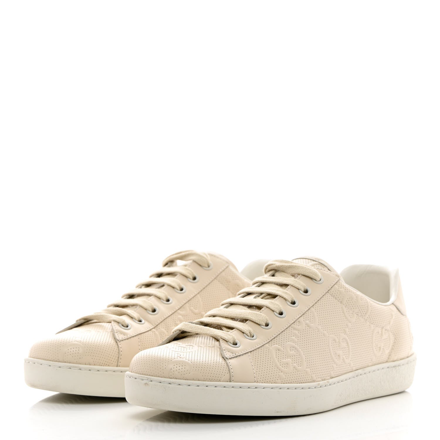 Gucci Calfskin GG Tennis Embossed Mens Ace Sneakers 9 Mystic White 3 of 18