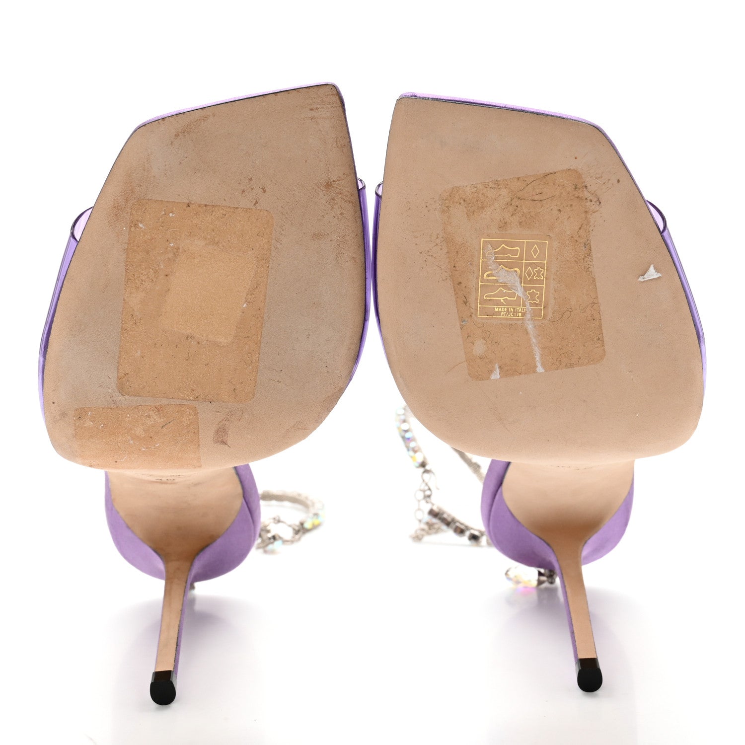 Jimmy Choo Satin PVC Crystal Saeda 100 Sandals 40 Wisteria 5 of 12