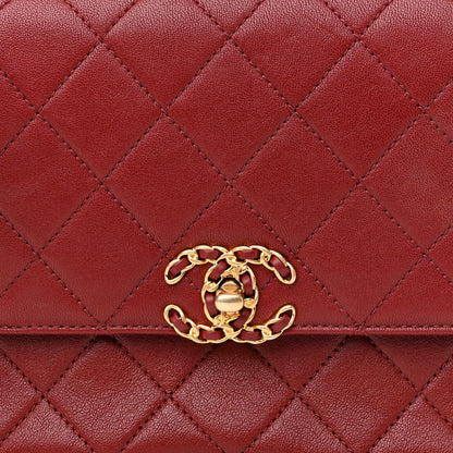 Chanel Lambskin Quilted Chain Infinity Top Handle Flap Burgundy 8 of 10
