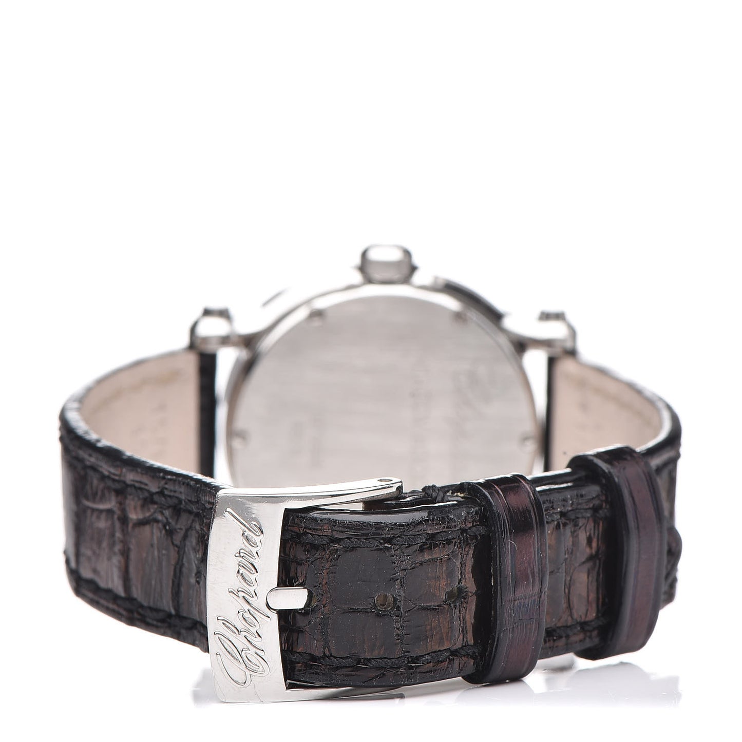 Stainless Steel Alligator 5 Diamond Pink Mother of Pearl 30mm Happy Sport Quartz Watch