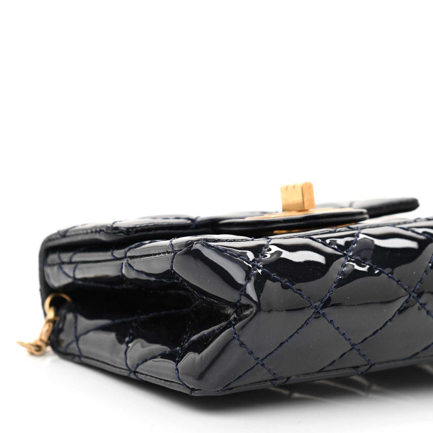 Chanel Patent Quilted Reissue Double Flap Clutch Navy 10 of 11
