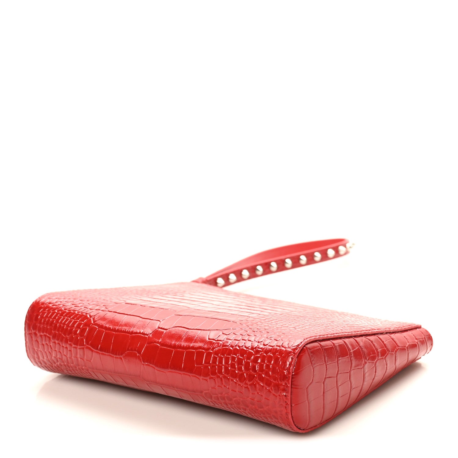 Christian Louboutin Calfskin Crocodile Embossed Mini Cabata Pouch