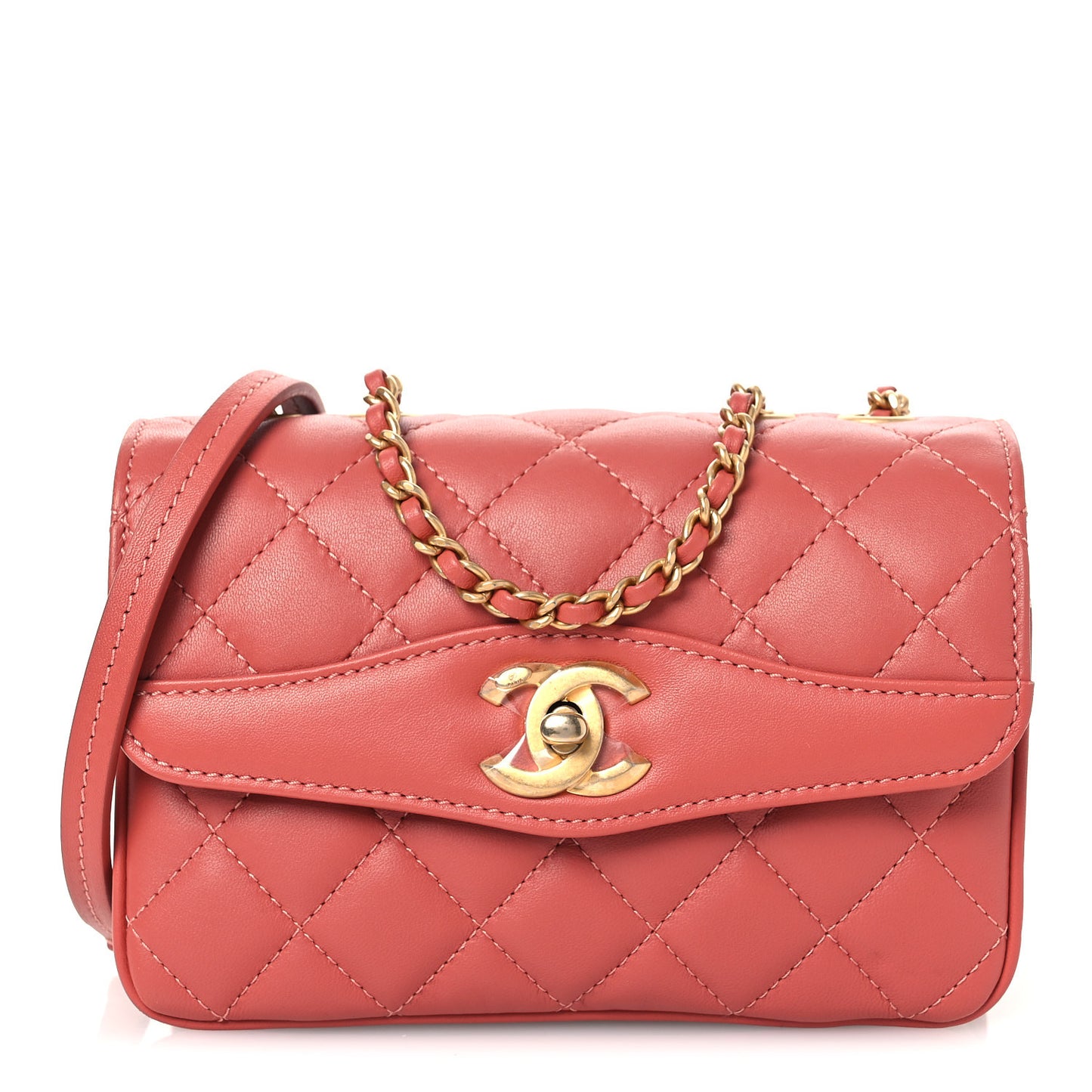 Lambskin Quilted Bi-Color Small Coco Vintage Flap Pink
