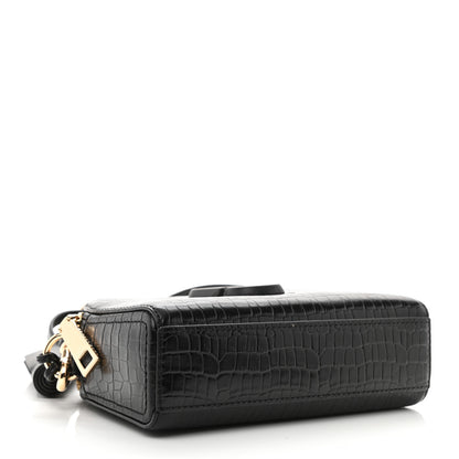Marc Jacobs Calfskin Crocodile Embossed Shutter Camera Crossbody Bag Black 4 of 11