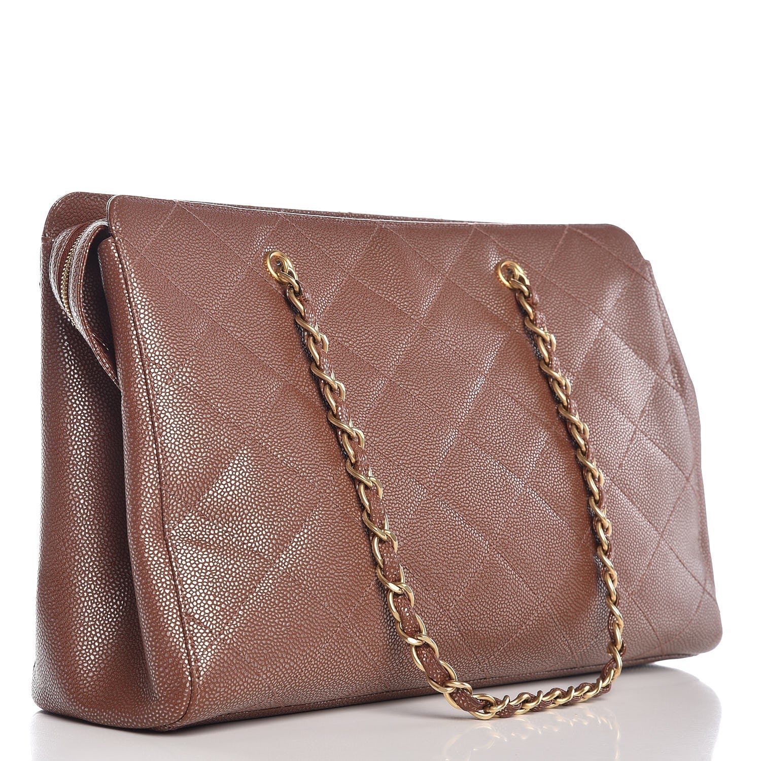 Chanel Metallic Caviar Quilted Shopping Tote Brown 4 of 17