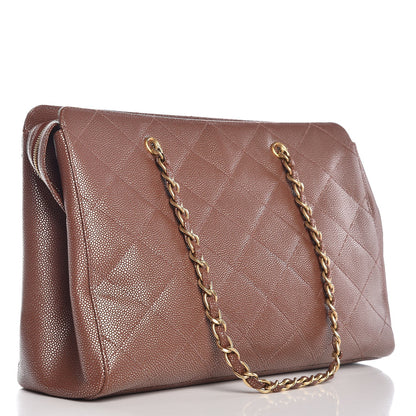 Chanel Metallic Caviar Quilted Shopping Tote Brown 4 of 17