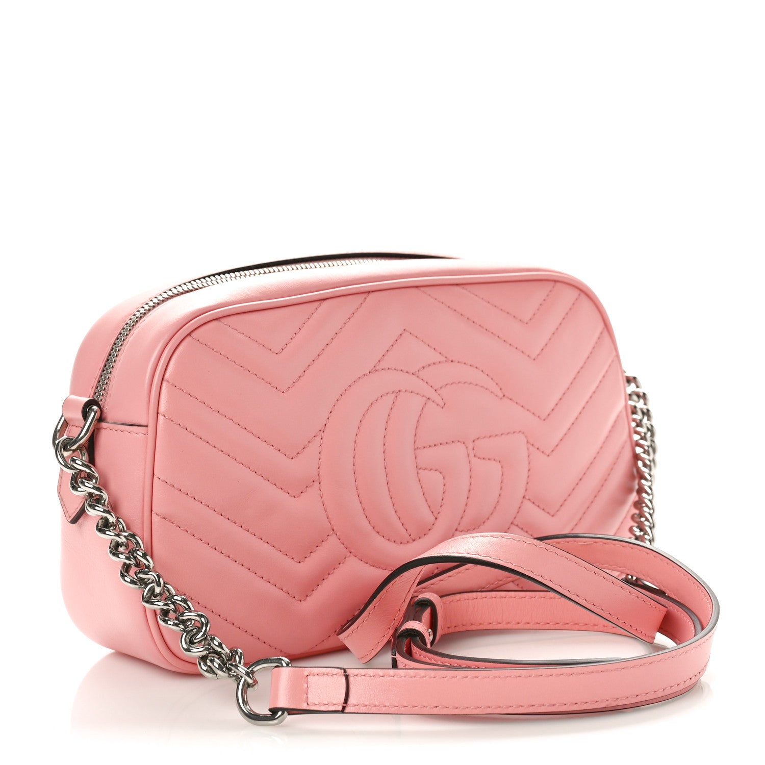 Gucci Calfskin Matelasse Small GG Marmont Chain Shoulder Bag Wild Rose 2 of 9