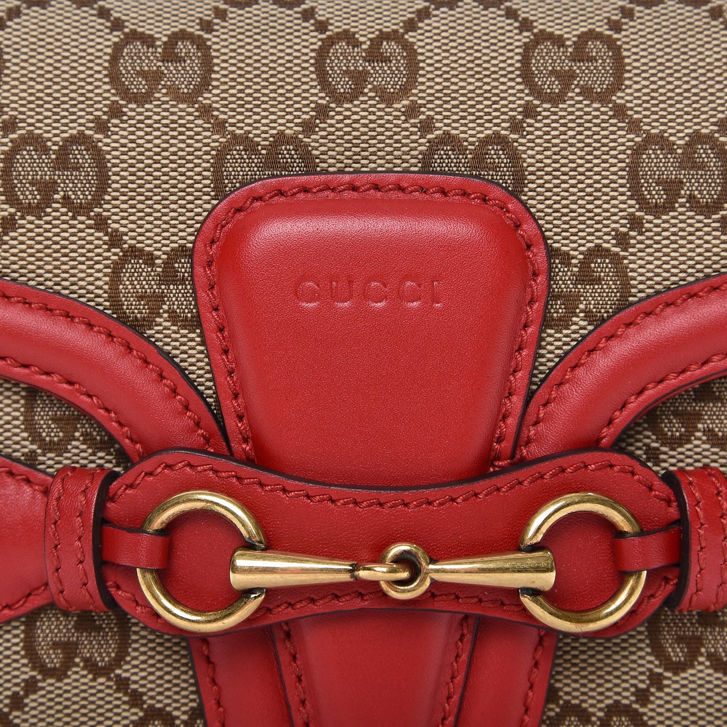 Monogram Ruinart Calfskin Small Lady Web Shoulder Bag Beige Ebony Hibiscus Red