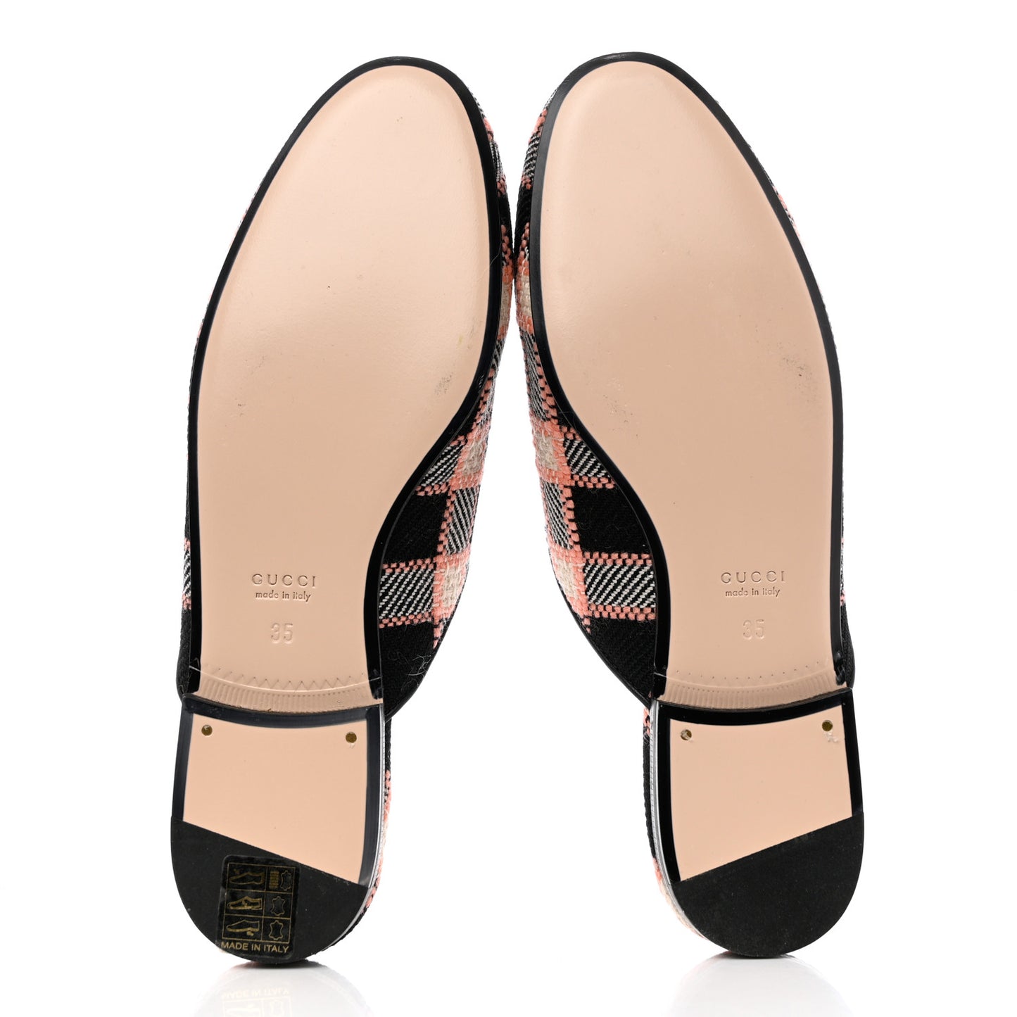 Tweed Calfskin Damier Womens Princetown Slippers 35 Black Pink Multicolor