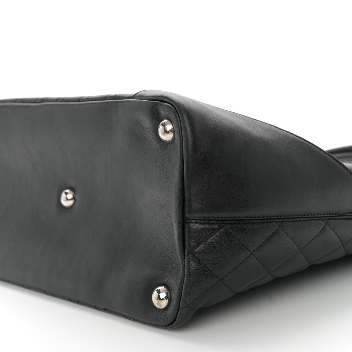 Calfskin Quilted Large Cambon Tote Black