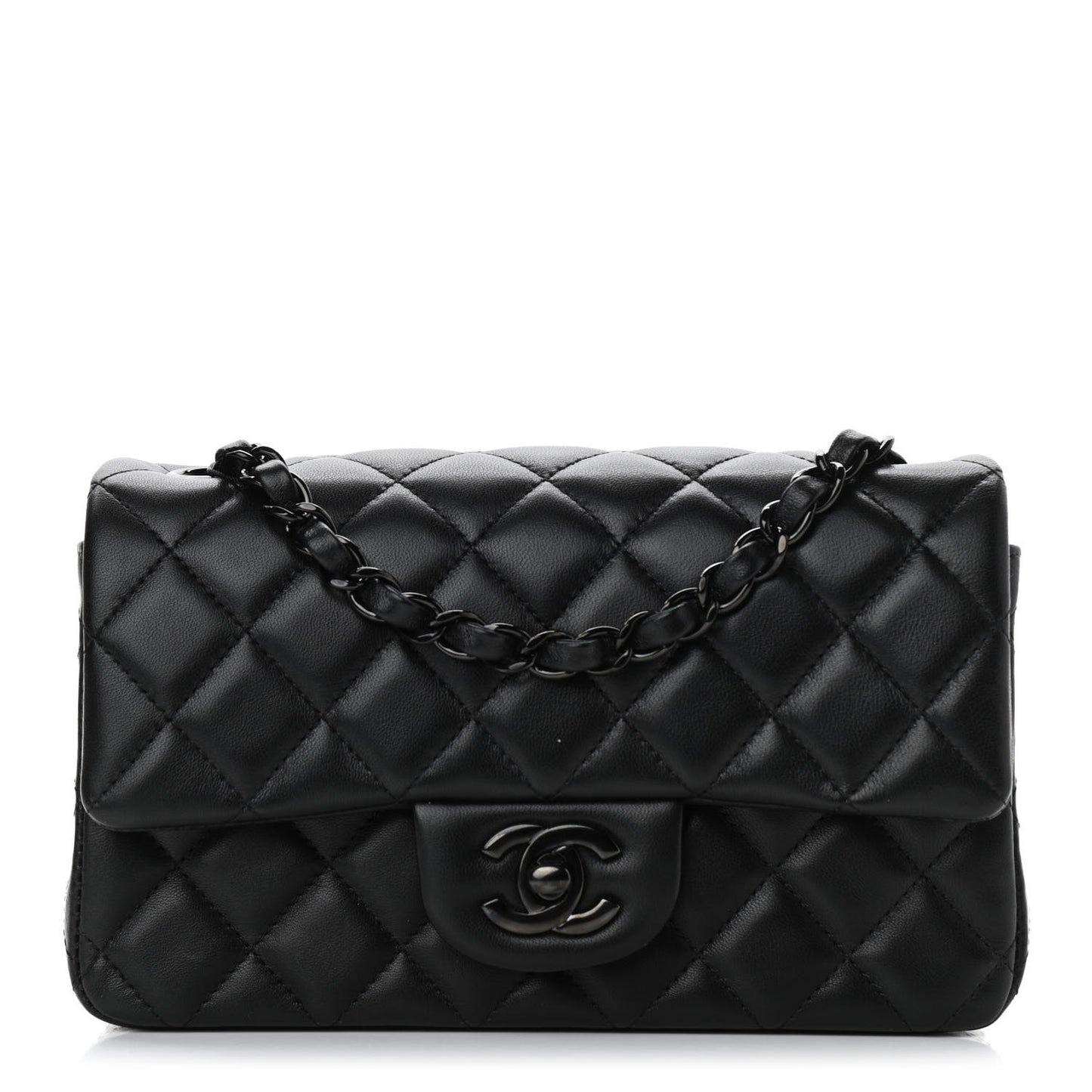 Lambskin Quilted Mini Rectangular Flap So Black