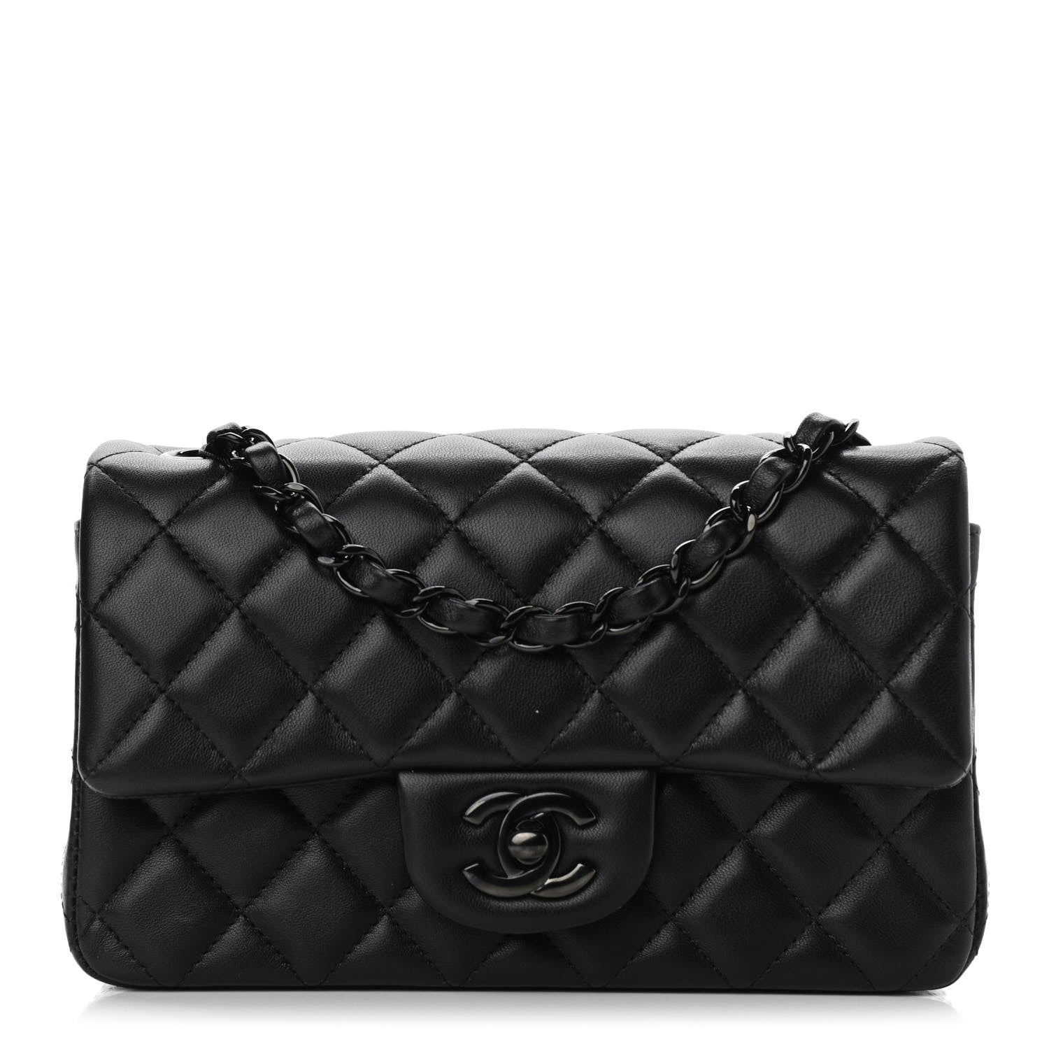 Chanel Lambskin Quilted Mini Rectangular Flap So Black 1 of 10