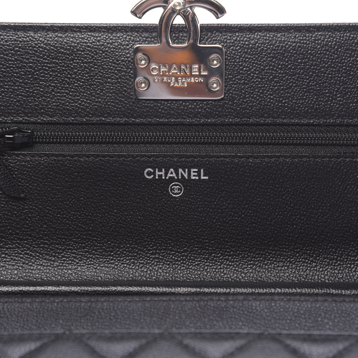 Chanel Grained Calfskin Quilted CC Box Wallet On Chain WOC Black 6 of 12