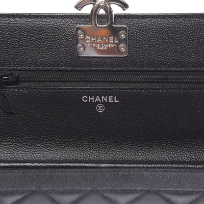 Chanel Grained Calfskin Quilted CC Box Wallet On Chain WOC Black 6 of 12