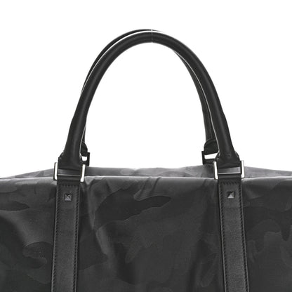 Valentino Garavani Nylon Camouflage Travel Duffle Black 6 of 9