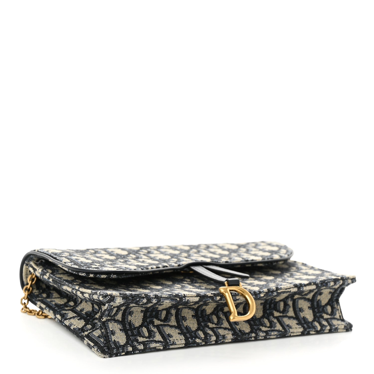 Christian Dior Oblique Saddle Chain Pouch Blue 4 of 9