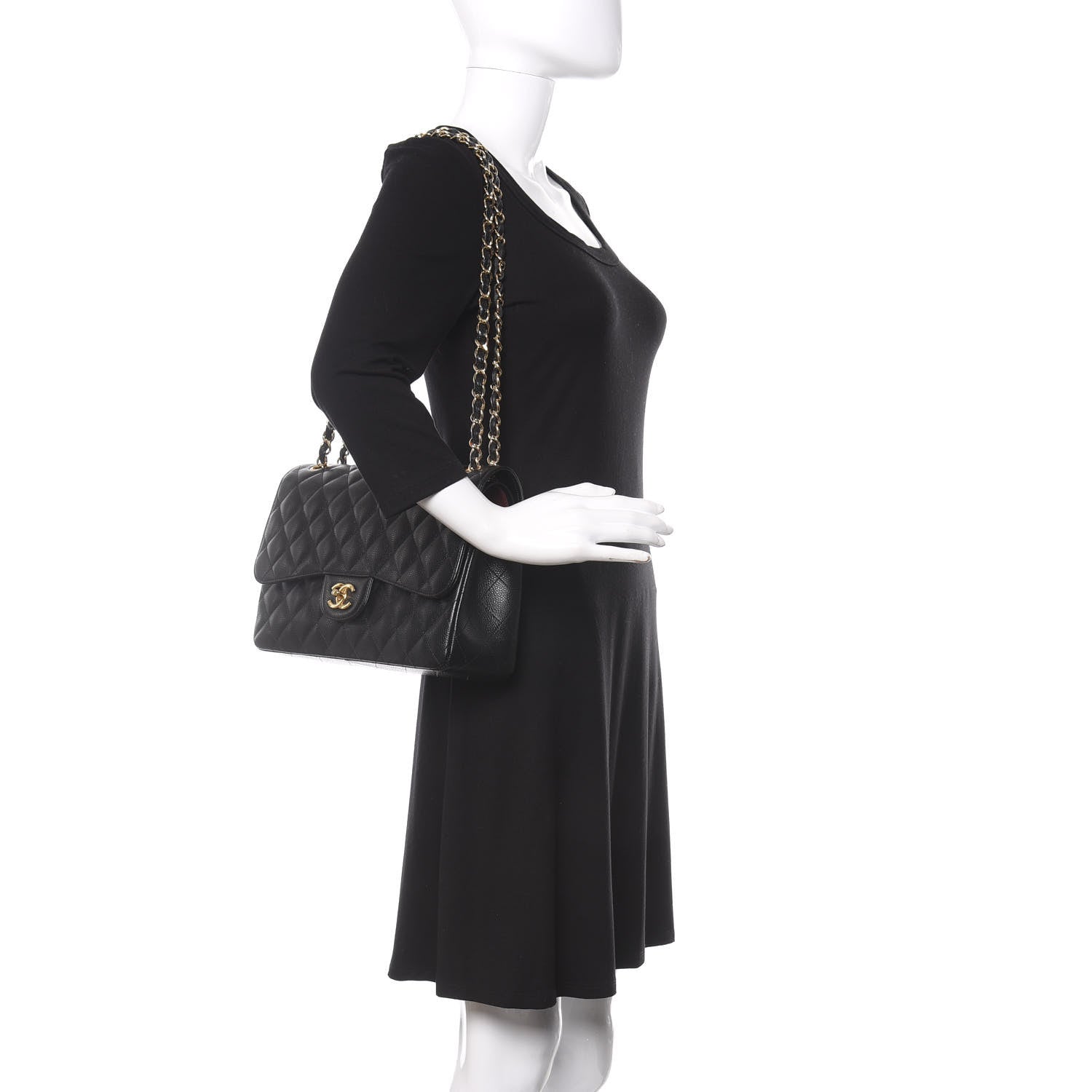 Chanel Caviar Quilted Jumbo Double Flap Black 2 of 12